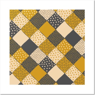 Polka dot Pattern (gold, dark gray and sand) Posters and Art